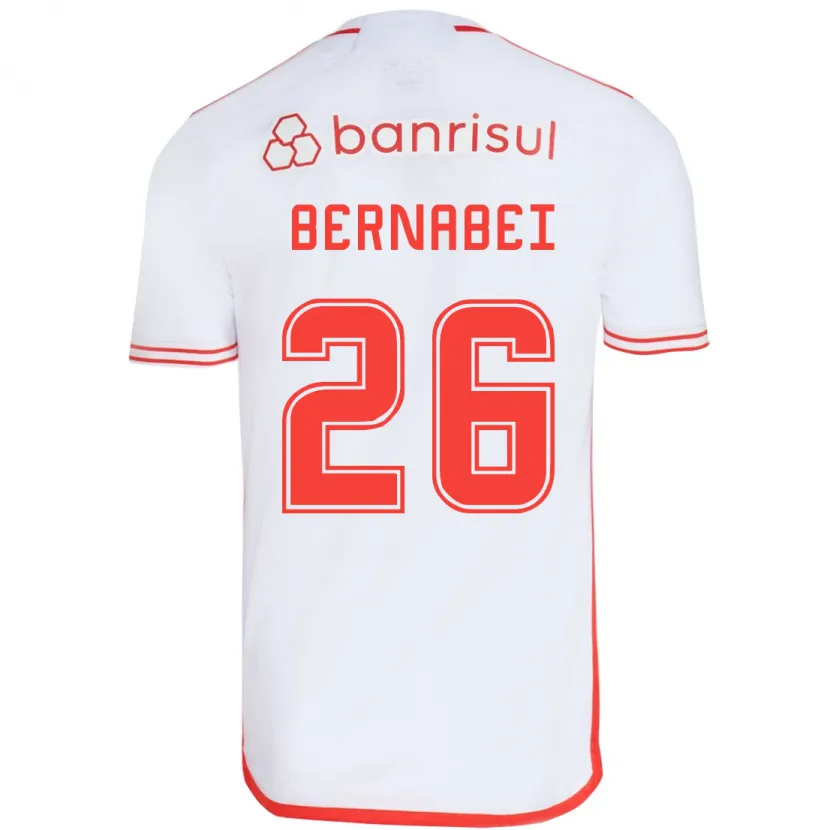 Danxen Enfant Maillot Alexandro Bernabéi #26 Blanc Rouge Tenues Extérieur 2024/25 T-Shirt