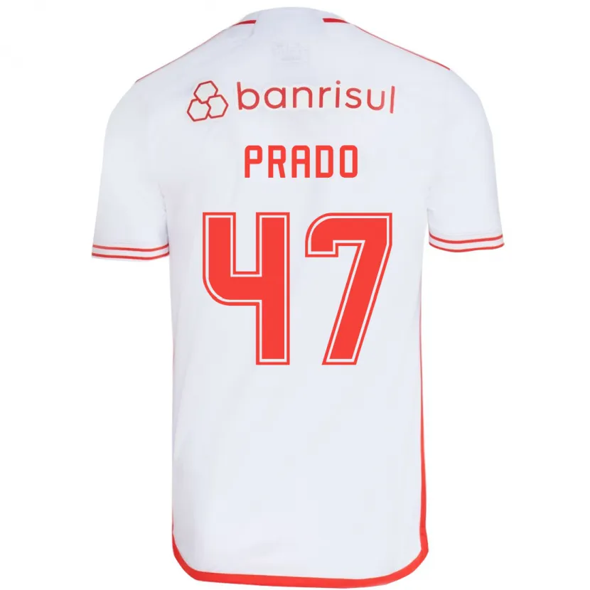 Danxen Enfant Maillot Gustavo Prado #47 Blanc Rouge Tenues Extérieur 2024/25 T-Shirt