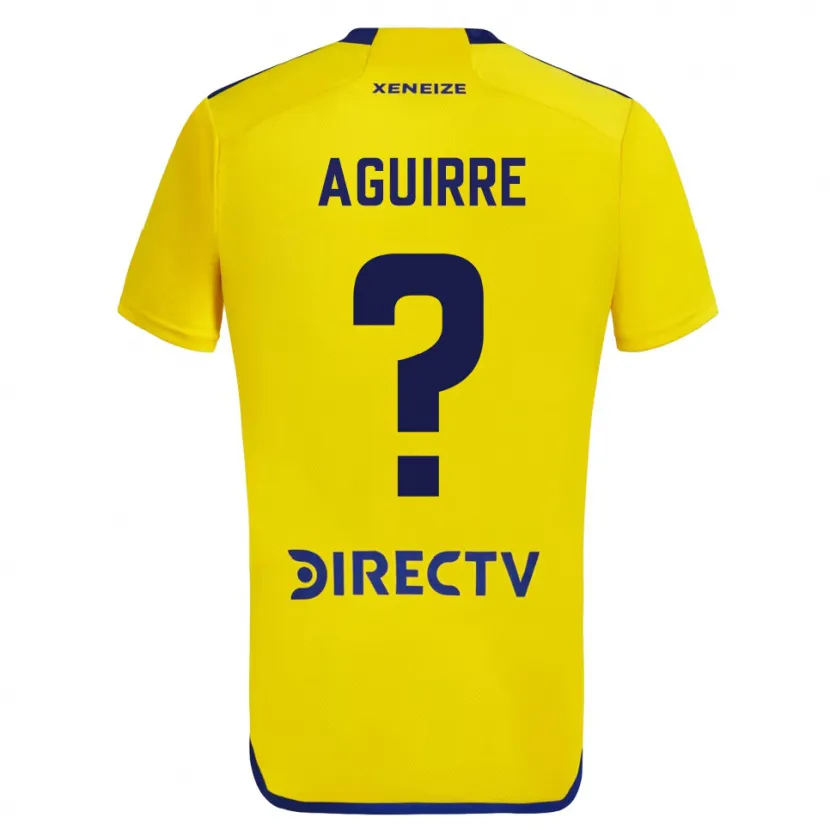 Danxen Enfant Maillot Brian Aguirre #0 Jaune Bleu Tenues Extérieur 2024/25 T-Shirt