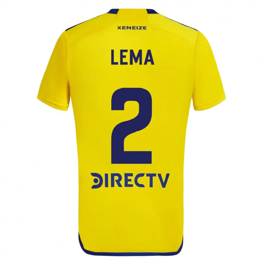 Danxen Enfant Maillot Cristian Lema #2 Jaune Bleu Tenues Extérieur 2024/25 T-Shirt