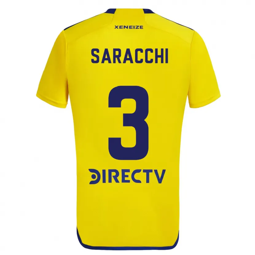 Danxen Enfant Maillot Marcelo Saracchi #3 Jaune Bleu Tenues Extérieur 2024/25 T-Shirt