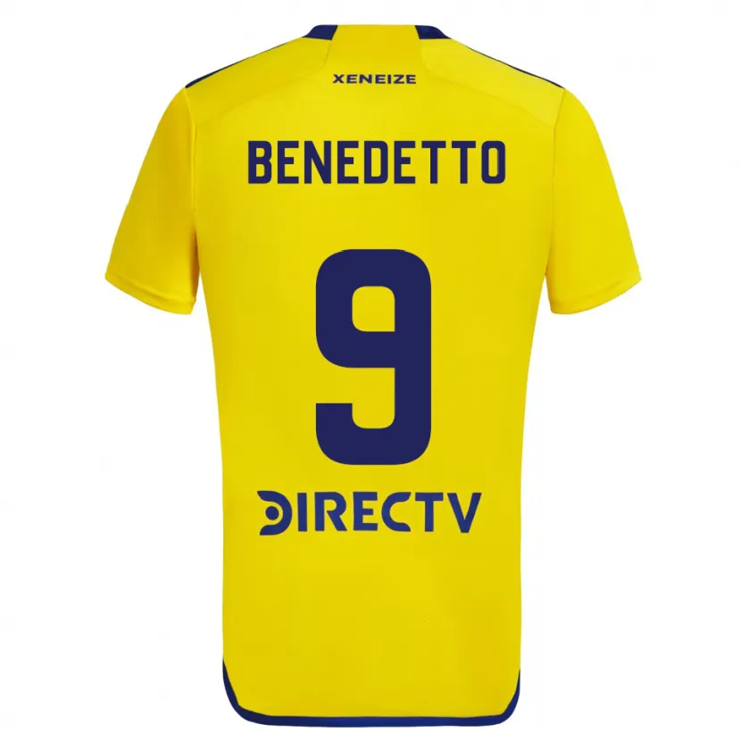 Danxen Enfant Maillot Darío Benedetto #9 Jaune Bleu Tenues Extérieur 2024/25 T-Shirt