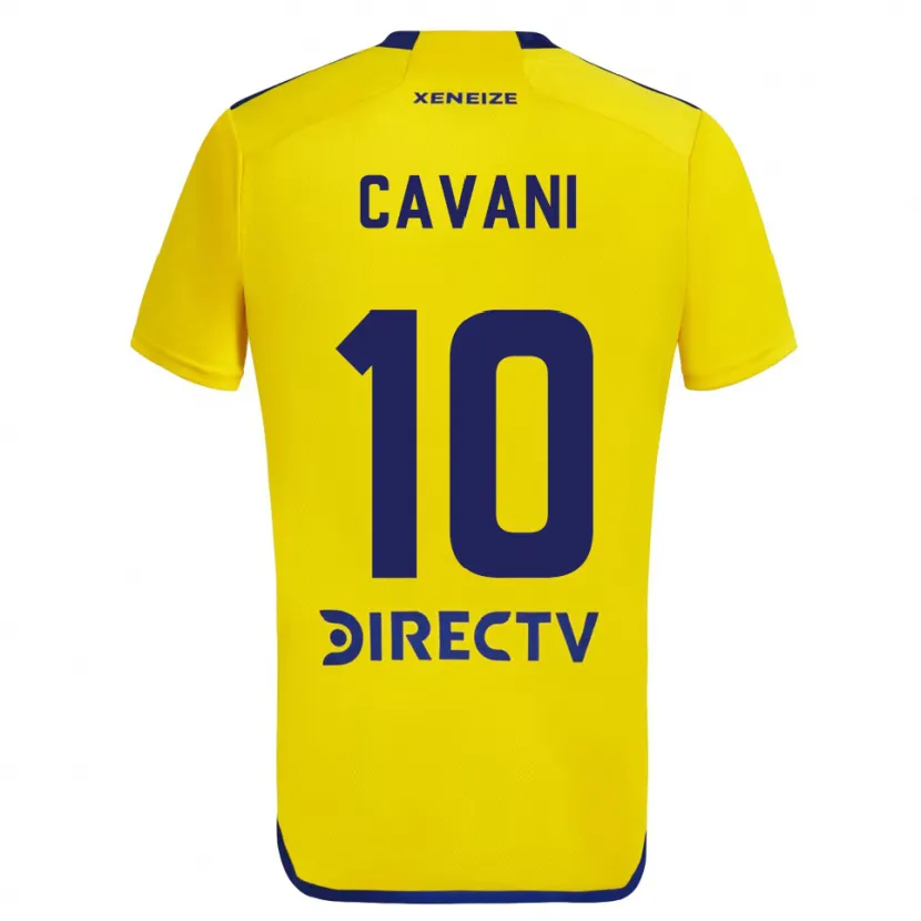 Danxen Enfant Maillot Edinson Cavani #10 Jaune Bleu Tenues Extérieur 2024/25 T-Shirt