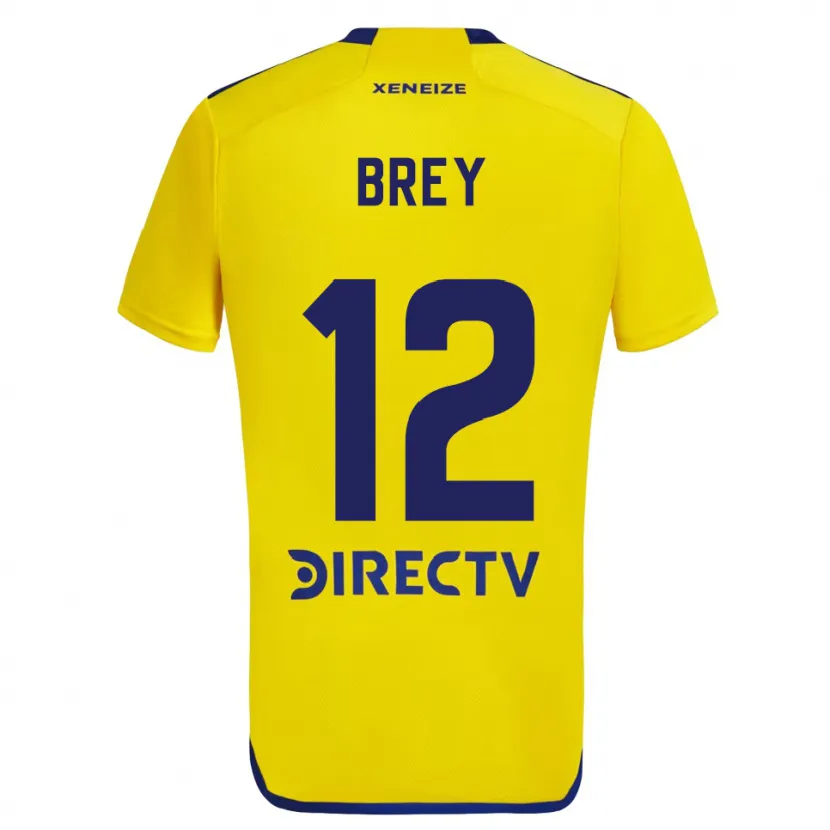 Danxen Enfant Maillot Leandro Brey #12 Jaune Bleu Tenues Extérieur 2024/25 T-Shirt