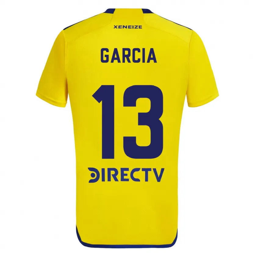 Danxen Enfant Maillot Javier García #13 Jaune Bleu Tenues Extérieur 2024/25 T-Shirt