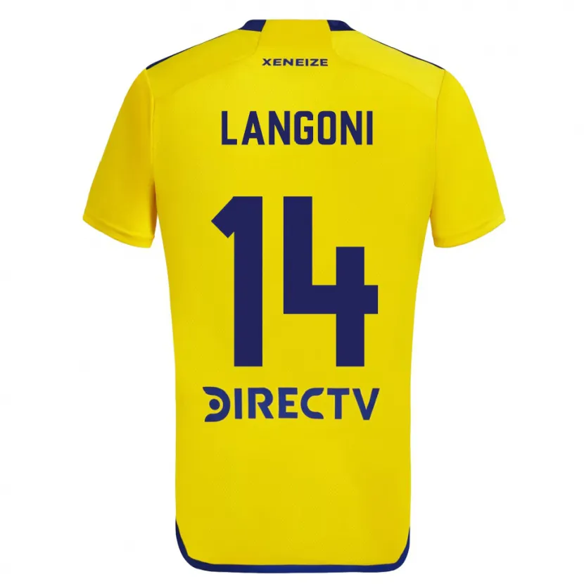 Danxen Enfant Maillot Luca Langoni #14 Jaune Bleu Tenues Extérieur 2024/25 T-Shirt