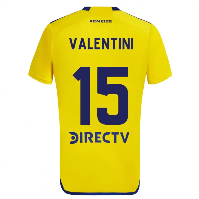 Danxen Enfant Maillot Nicolás Valentini #15 Jaune Bleu Tenues Extérieur 2024/25 T-Shirt