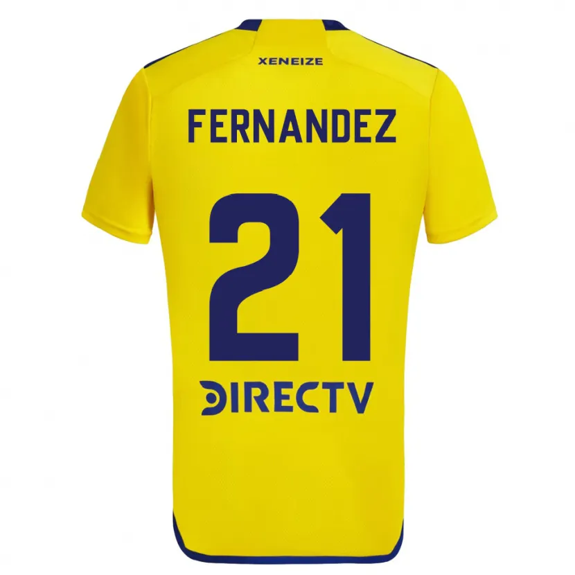 Danxen Enfant Maillot Ezequiel Fernández #21 Jaune Bleu Tenues Extérieur 2024/25 T-Shirt