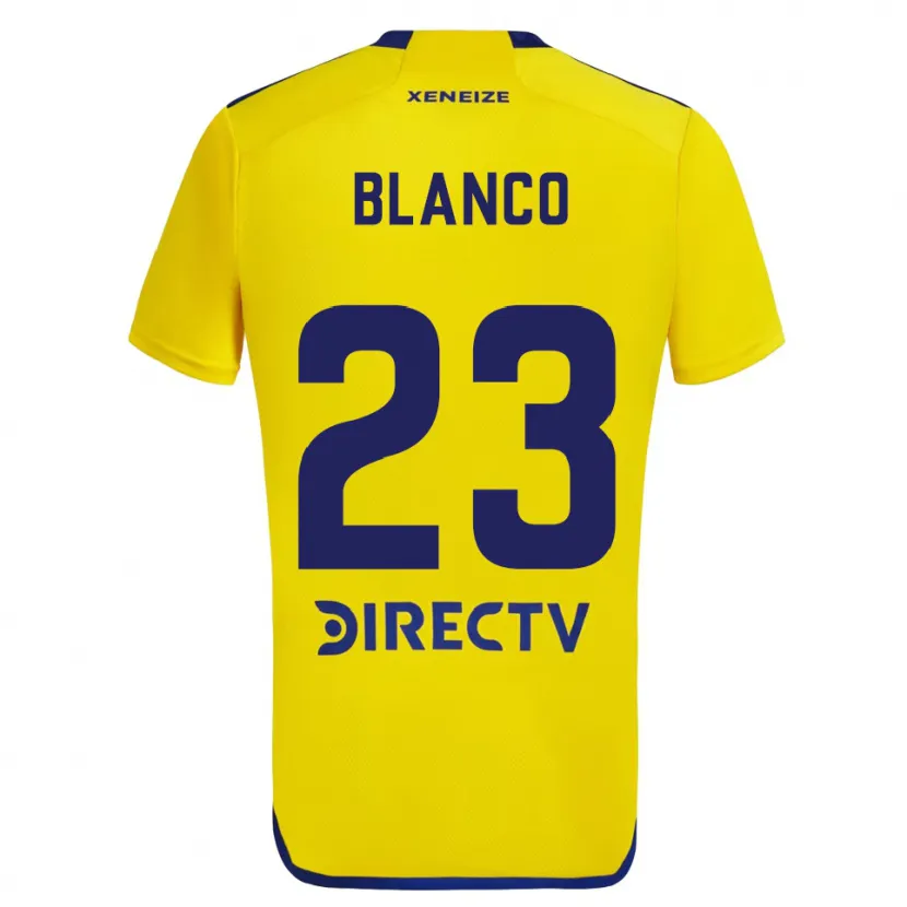 Danxen Enfant Maillot Lautaro Blanco #23 Jaune Bleu Tenues Extérieur 2024/25 T-Shirt