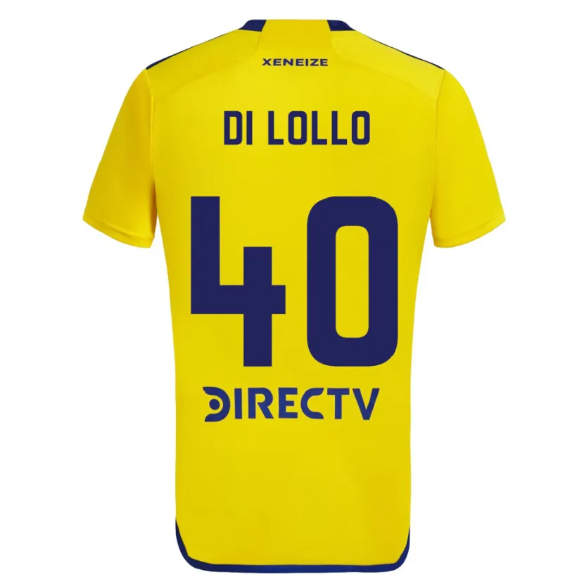 Danxen Enfant Maillot Lautaro Di Lollo #40 Jaune Bleu Tenues Extérieur 2024/25 T-Shirt