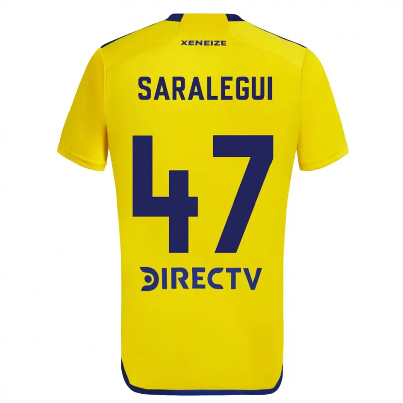 Danxen Enfant Maillot Jabes Saralegui #47 Jaune Bleu Tenues Extérieur 2024/25 T-Shirt