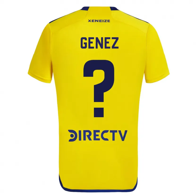 Danxen Enfant Maillot Nahuel Genez #0 Jaune Bleu Tenues Extérieur 2024/25 T-Shirt