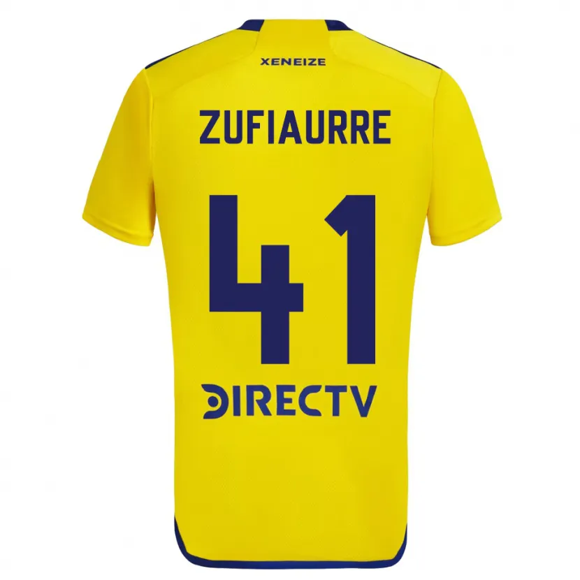 Danxen Enfant Maillot Iker Zufiaurre #41 Jaune Bleu Tenues Extérieur 2024/25 T-Shirt