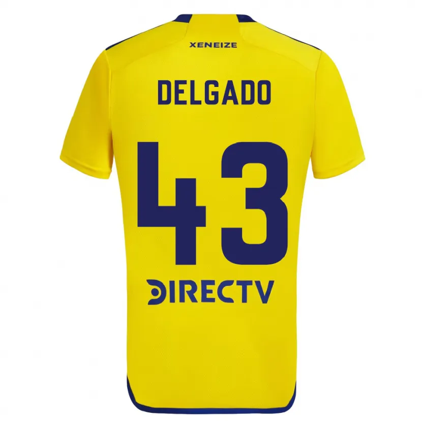 Danxen Enfant Maillot Milton Delgado #43 Jaune Bleu Tenues Extérieur 2024/25 T-Shirt