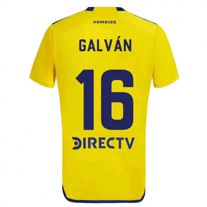 Danxen Enfant Maillot Lucas Galván #16 Jaune Bleu Tenues Extérieur 2024/25 T-Shirt