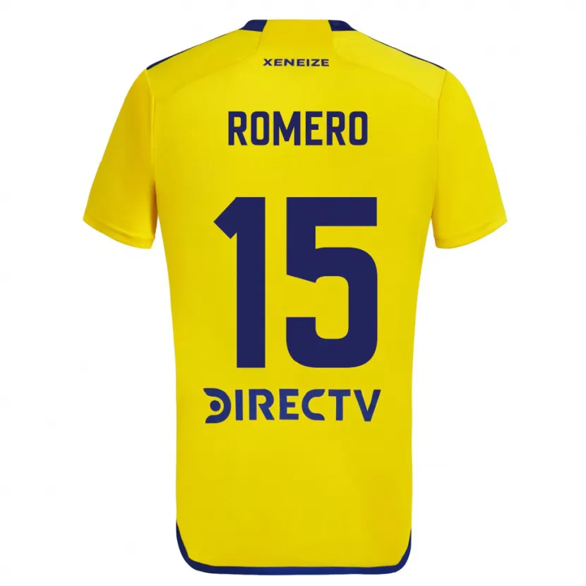 Danxen Enfant Maillot Alejo Romero #15 Jaune Bleu Tenues Extérieur 2024/25 T-Shirt