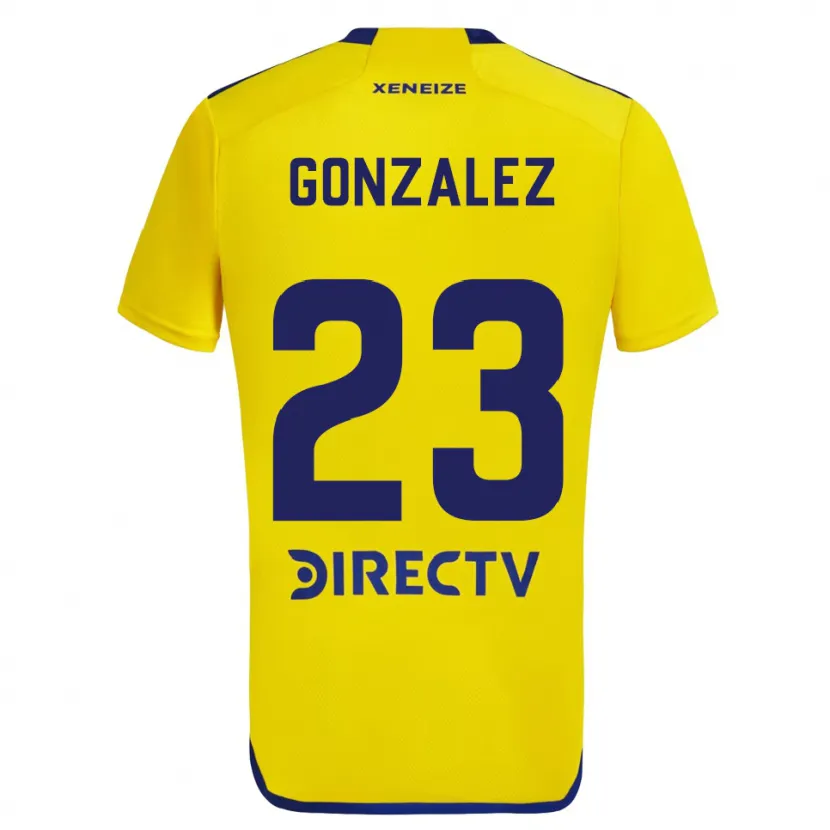 Danxen Enfant Maillot Diego González #23 Jaune Bleu Tenues Extérieur 2024/25 T-Shirt