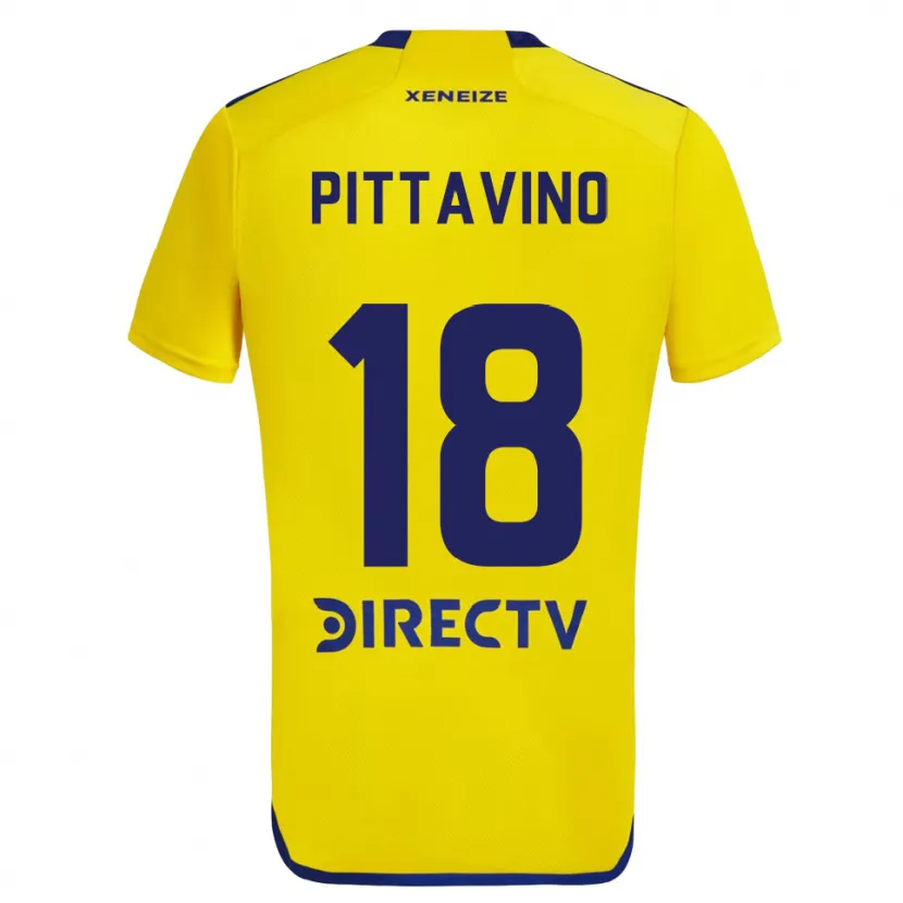 Danxen Enfant Maillot Rodrigo Pittavino #18 Jaune Bleu Tenues Extérieur 2024/25 T-Shirt