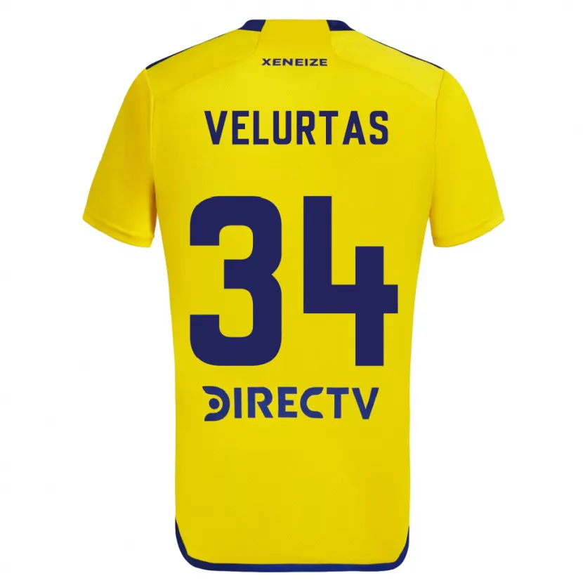 Danxen Enfant Maillot Pedro Velurtas #34 Jaune Bleu Tenues Extérieur 2024/25 T-Shirt