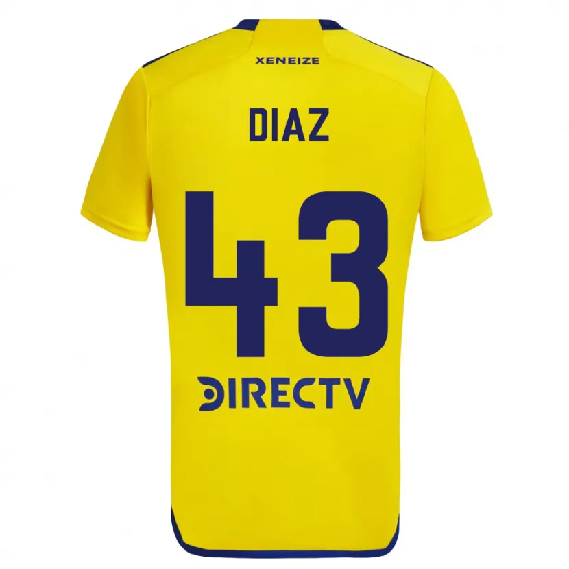 Danxen Enfant Maillot Tomás Díaz #43 Jaune Bleu Tenues Extérieur 2024/25 T-Shirt