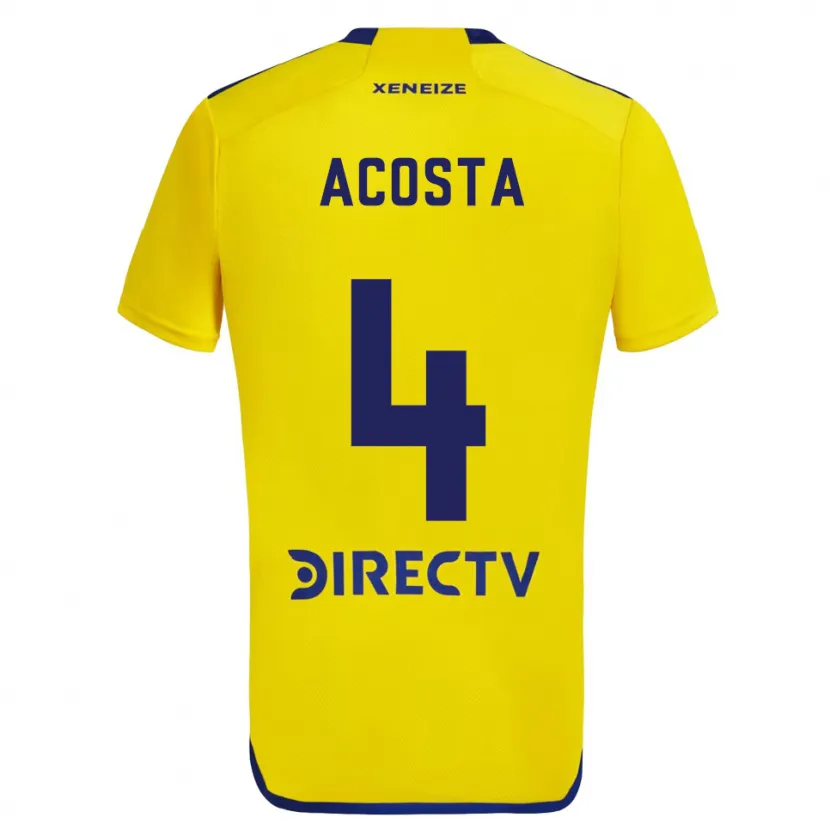 Danxen Enfant Maillot Natan Acosta #4 Jaune Bleu Tenues Extérieur 2024/25 T-Shirt