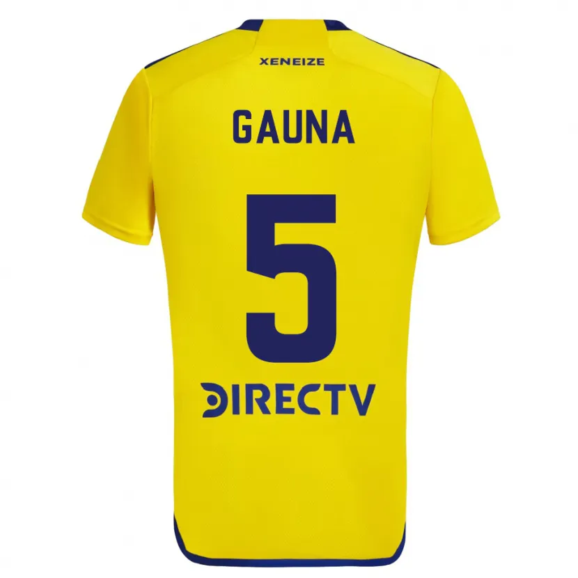 Danxen Enfant Maillot Santiago Gauna #5 Jaune Bleu Tenues Extérieur 2024/25 T-Shirt