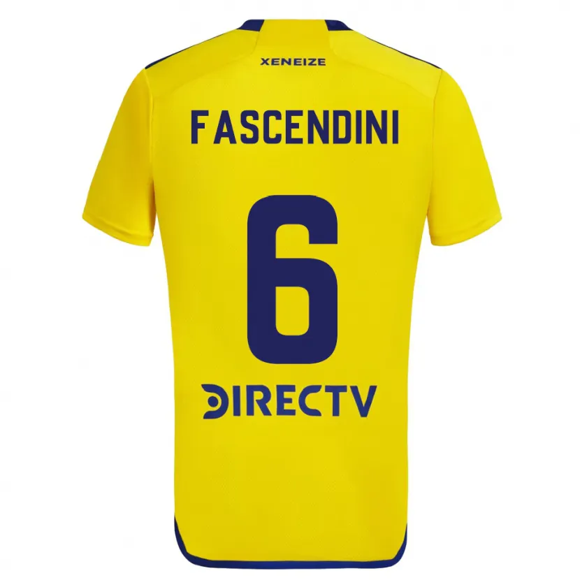 Danxen Enfant Maillot Valentín Fascendini #6 Jaune Bleu Tenues Extérieur 2024/25 T-Shirt