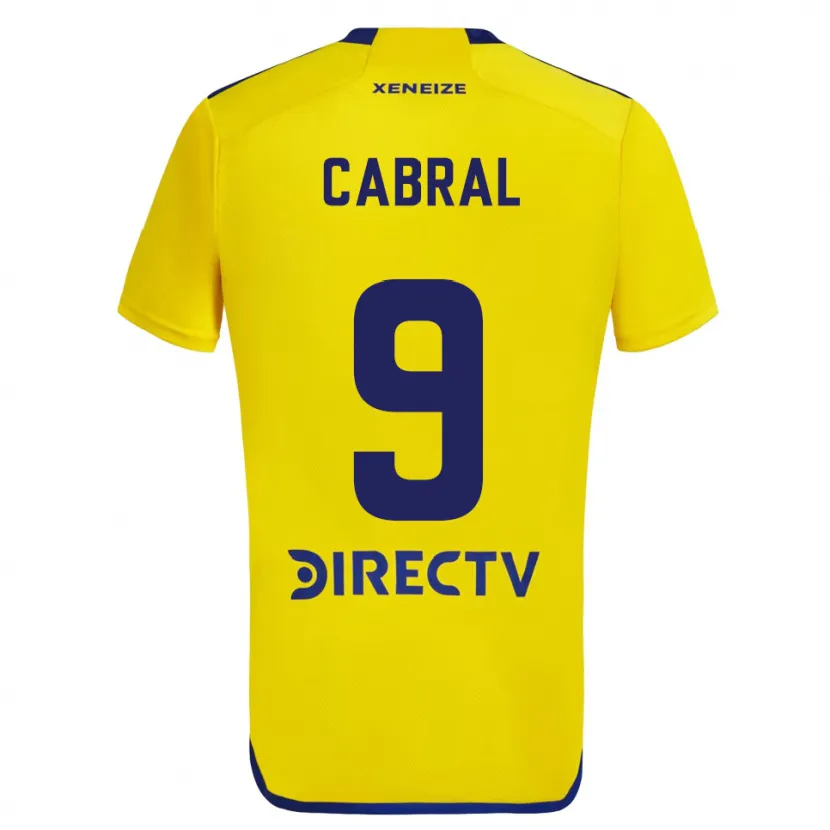 Danxen Enfant Maillot Bruno Cabral #9 Jaune Bleu Tenues Extérieur 2024/25 T-Shirt