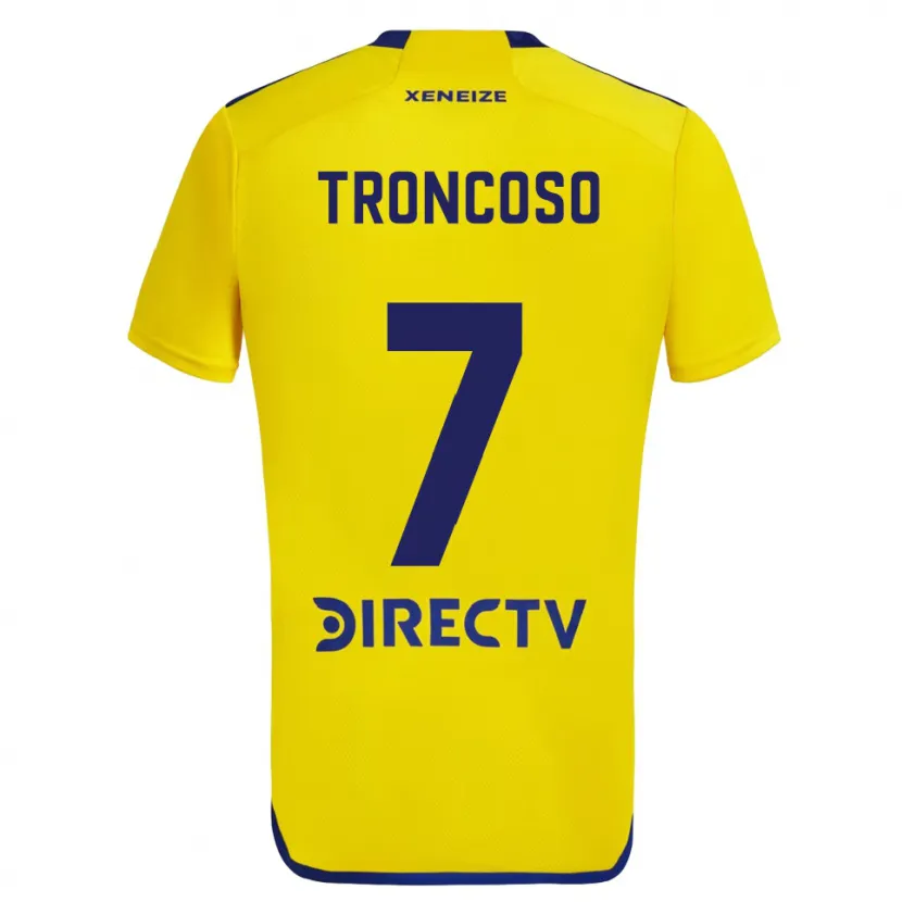 Danxen Enfant Maillot Carolina Troncoso #7 Jaune Bleu Tenues Extérieur 2024/25 T-Shirt