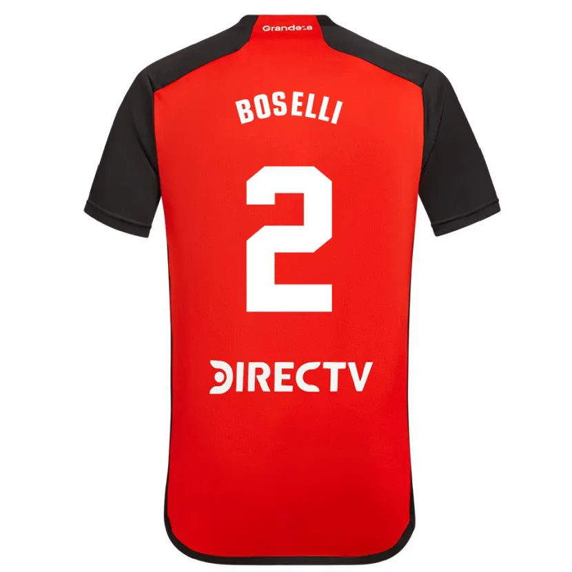 Danxen Enfant Maillot Sebastián Boselli #2 Rouge Noir Blanc Tenues Extérieur 2024/25 T-Shirt