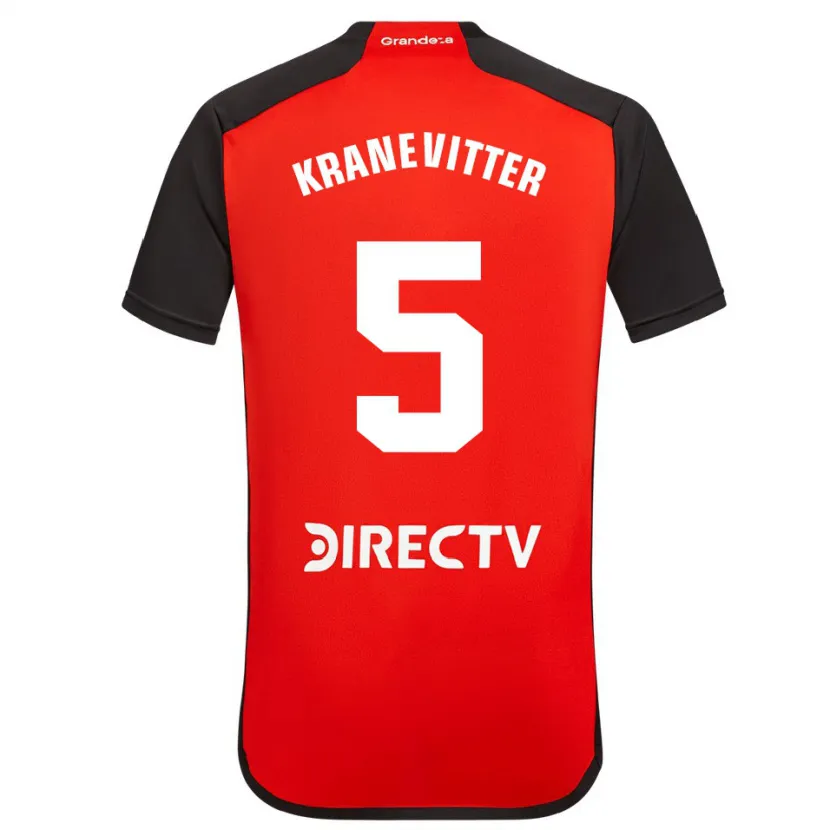 Danxen Enfant Maillot Matías Kranevitter #5 Rouge Noir Blanc Tenues Extérieur 2024/25 T-Shirt