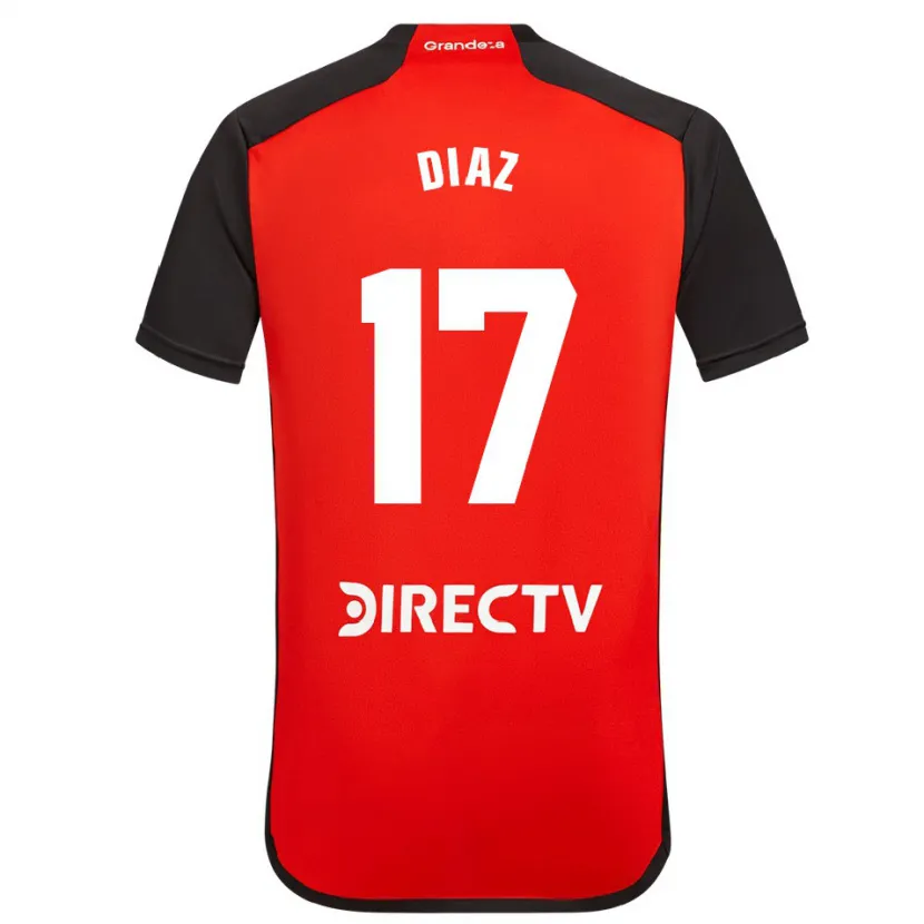 Danxen Enfant Maillot Paulo Díaz #17 Rouge Noir Blanc Tenues Extérieur 2024/25 T-Shirt