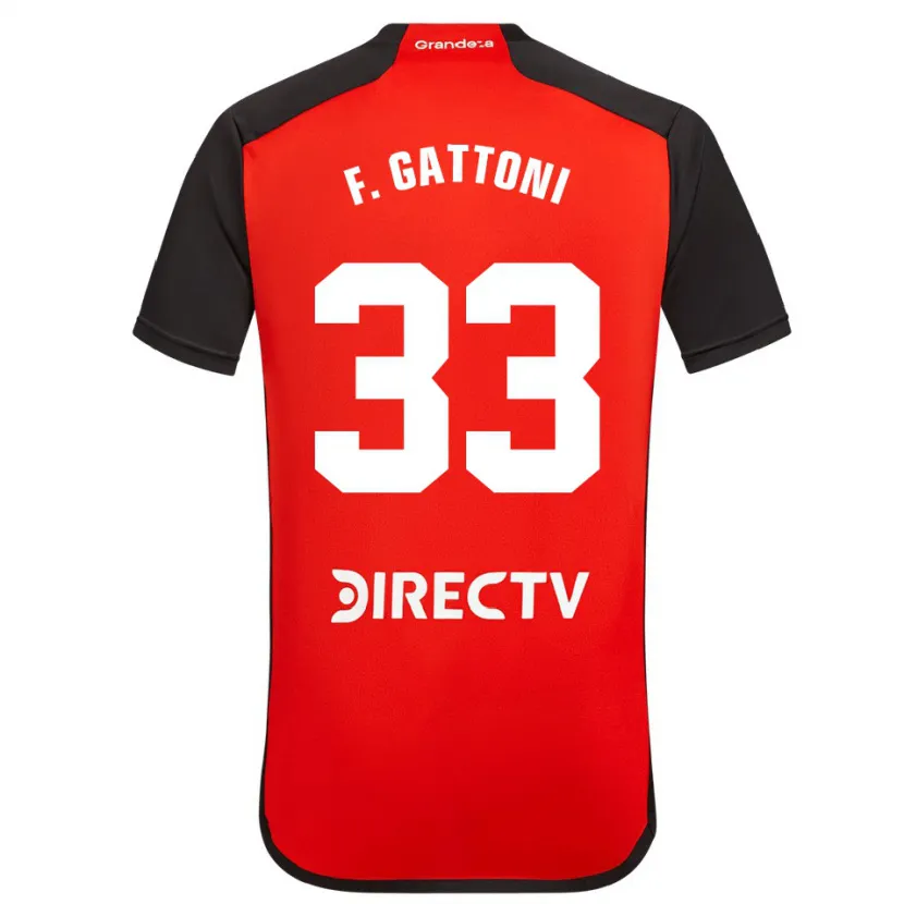 Danxen Enfant Maillot Federico Gattoni #33 Rouge Noir Blanc Tenues Extérieur 2024/25 T-Shirt