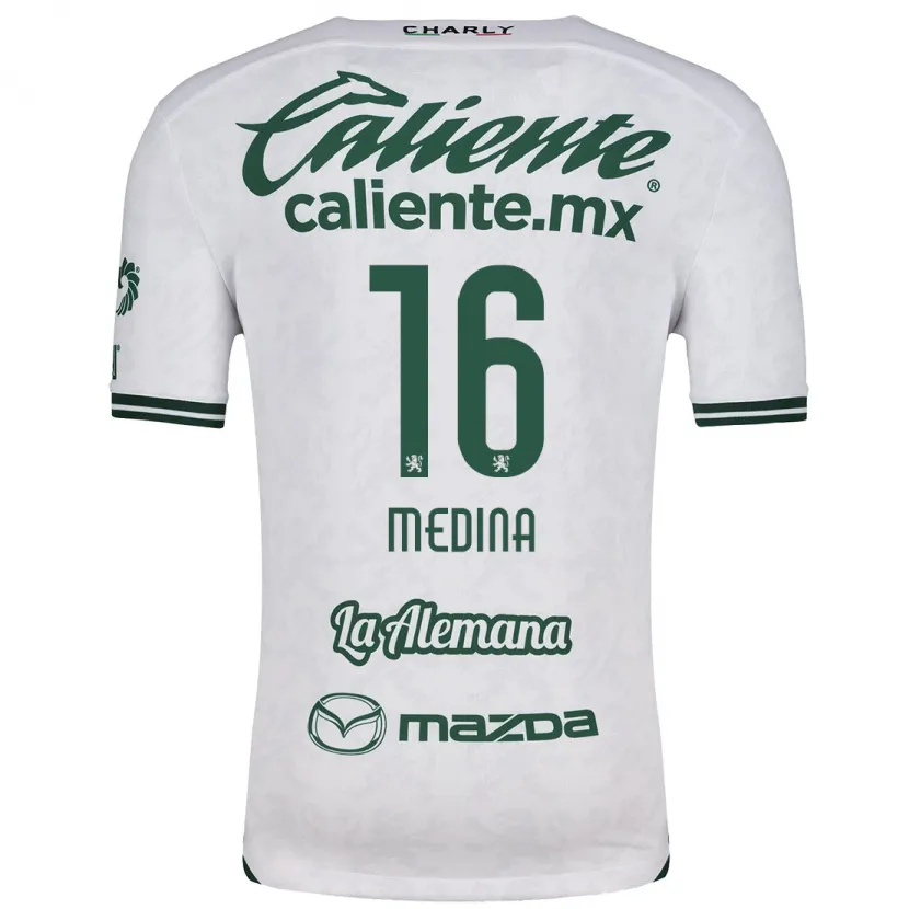 Danxen Enfant Maillot Alan Medina #16 Blanc Vert Tenues Extérieur 2024/25 T-Shirt