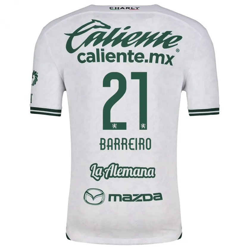 Danxen Enfant Maillot Stiven Barreiro #21 Blanc Vert Tenues Extérieur 2024/25 T-Shirt