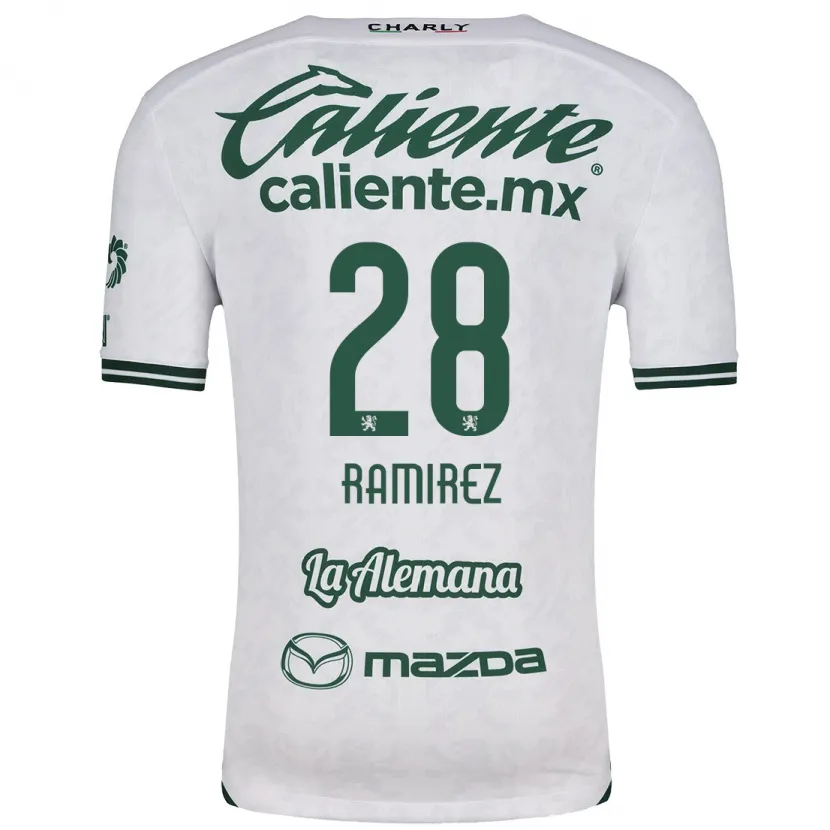 Danxen Enfant Maillot David Ramírez #28 Blanc Vert Tenues Extérieur 2024/25 T-Shirt