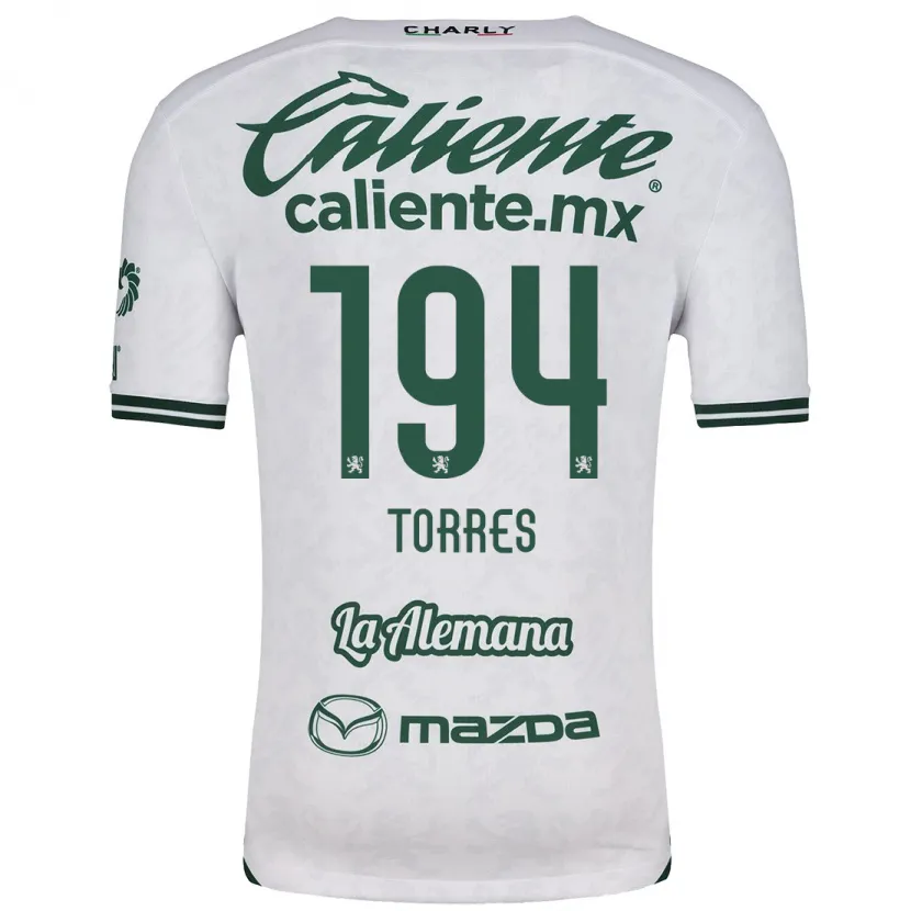 Danxen Enfant Maillot Erick Torres #194 Blanc Vert Tenues Extérieur 2024/25 T-Shirt