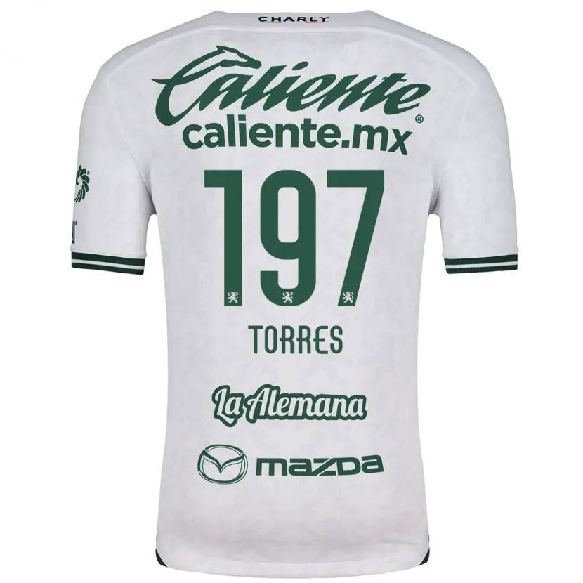 Danxen Enfant Maillot Erick Torres #197 Blanc Vert Tenues Extérieur 2024/25 T-Shirt