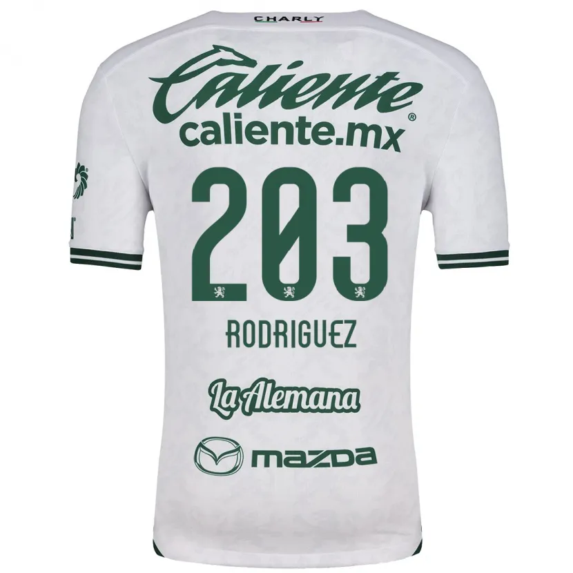 Danxen Enfant Maillot César Rodríguez #203 Blanc Vert Tenues Extérieur 2024/25 T-Shirt