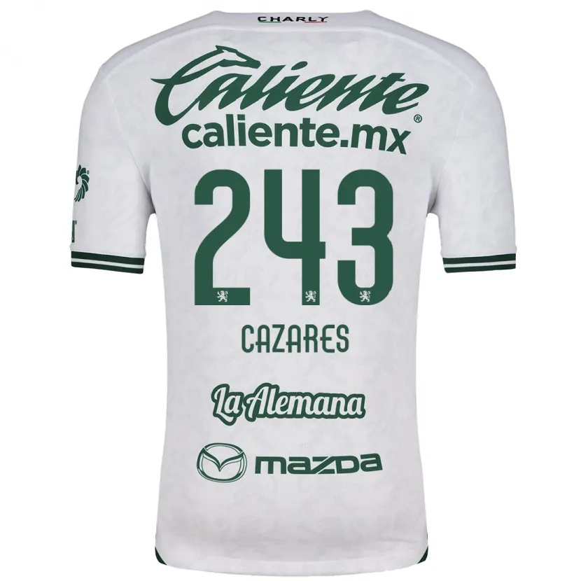 Danxen Enfant Maillot Juan Cázares #243 Blanc Vert Tenues Extérieur 2024/25 T-Shirt