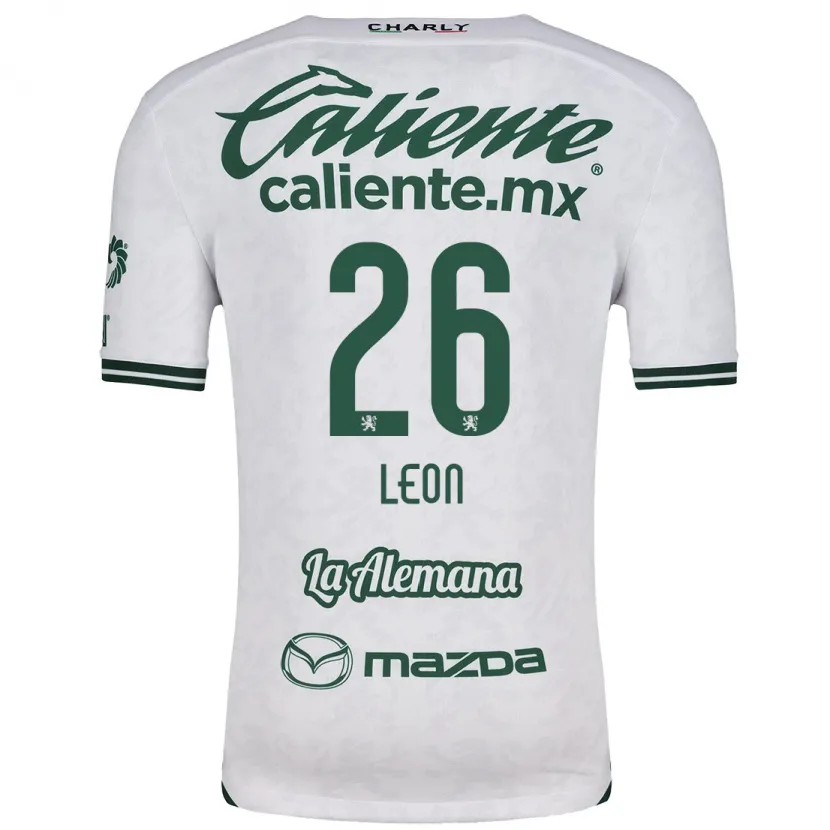 Danxen Enfant Maillot Armando León #26 Blanc Vert Tenues Extérieur 2024/25 T-Shirt