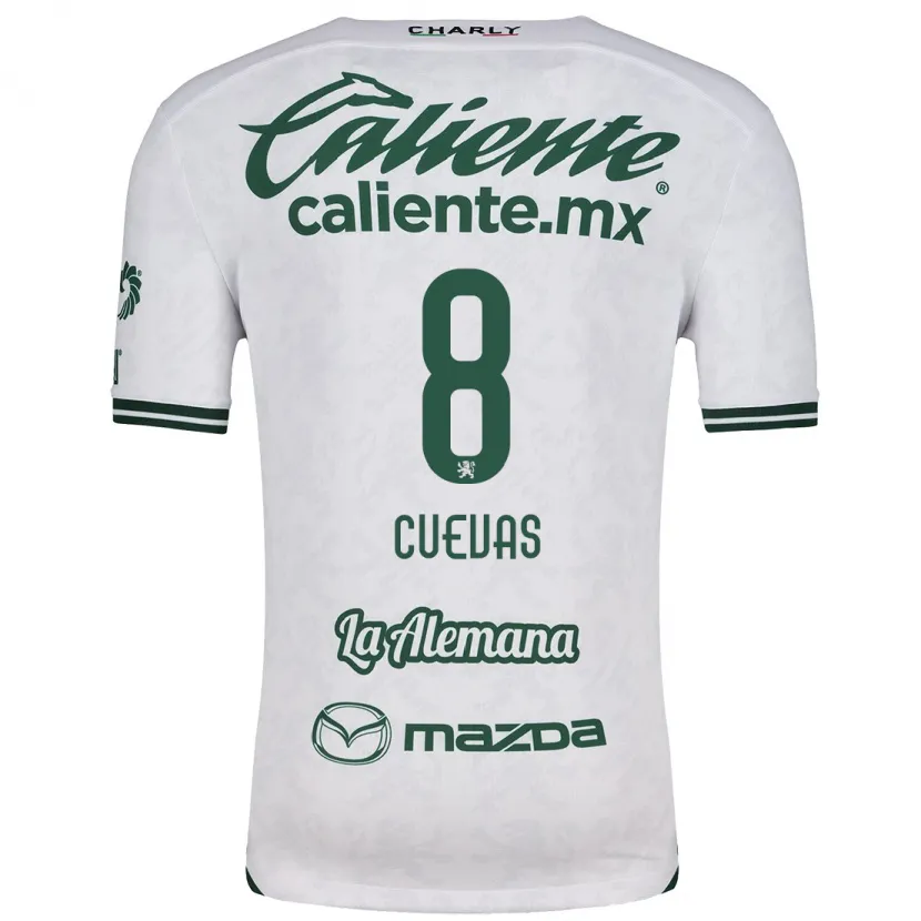 Danxen Enfant Maillot Lucero Cuevas #8 Blanc Vert Tenues Extérieur 2024/25 T-Shirt