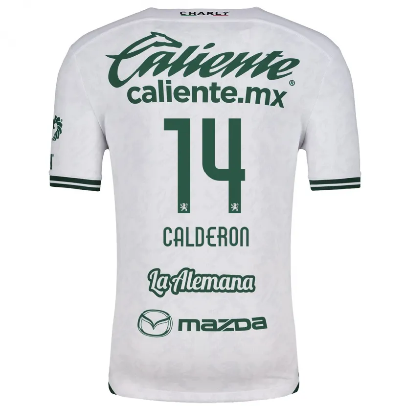 Danxen Enfant Maillot Daniela Calderón #14 Blanc Vert Tenues Extérieur 2024/25 T-Shirt