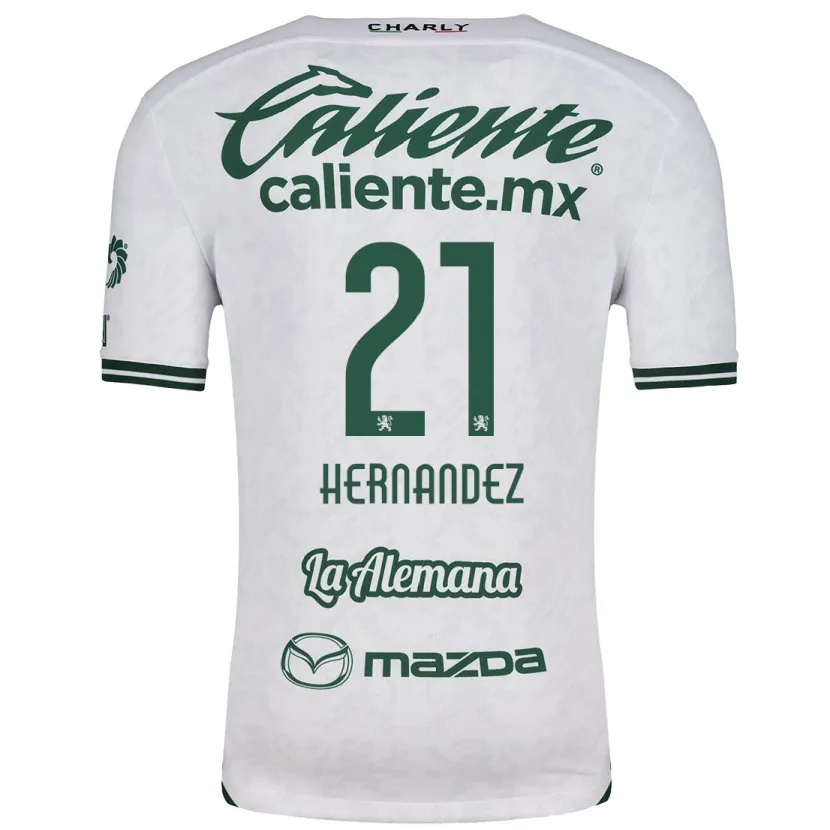 Danxen Enfant Maillot Alexa Hernández #21 Blanc Vert Tenues Extérieur 2024/25 T-Shirt