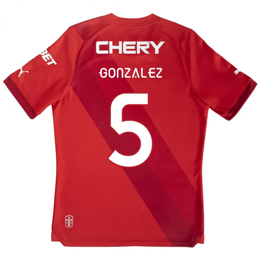 Danxen Enfant Maillot Daniel González #5 Rouge Blanc Tenues Extérieur 2024/25 T-Shirt