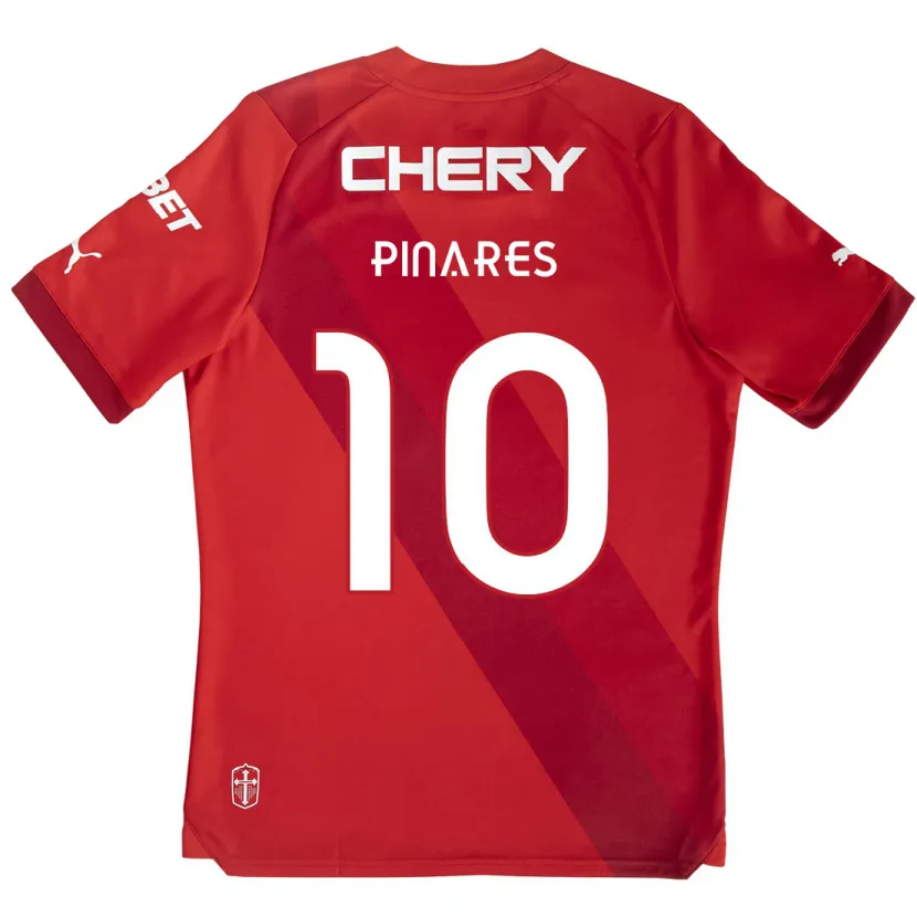 Danxen Enfant Maillot César Pinares #10 Rouge Blanc Tenues Extérieur 2024/25 T-Shirt