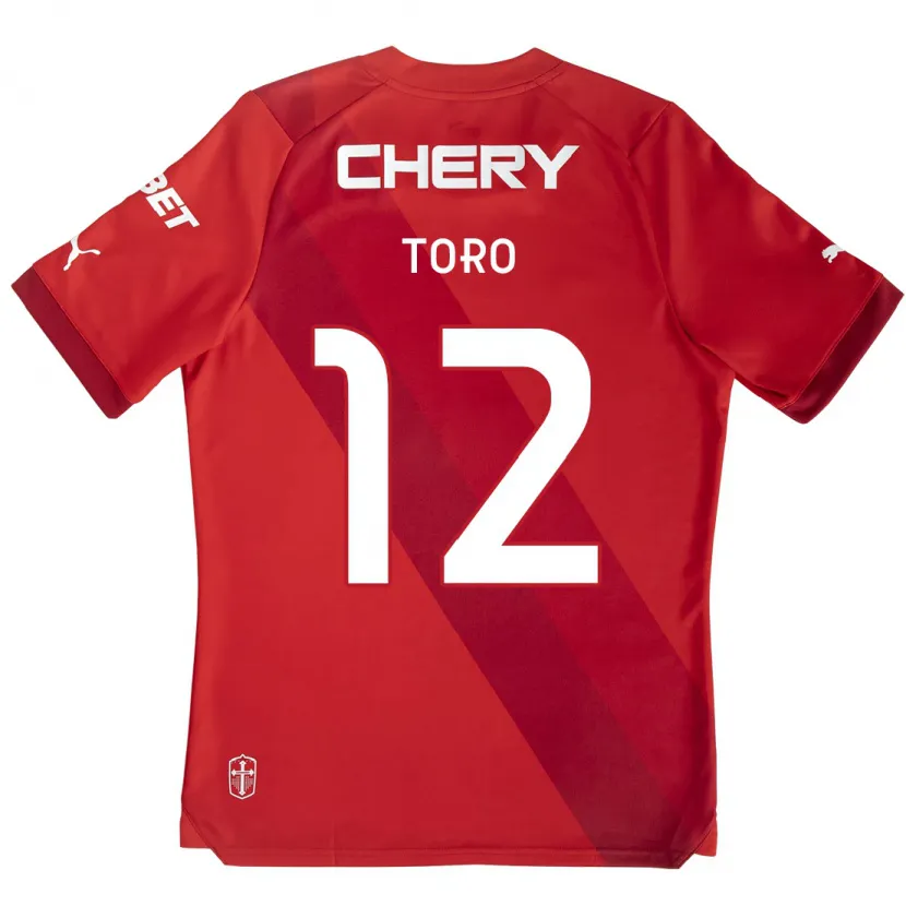 Danxen Enfant Maillot Ian Toro #12 Rouge Blanc Tenues Extérieur 2024/25 T-Shirt