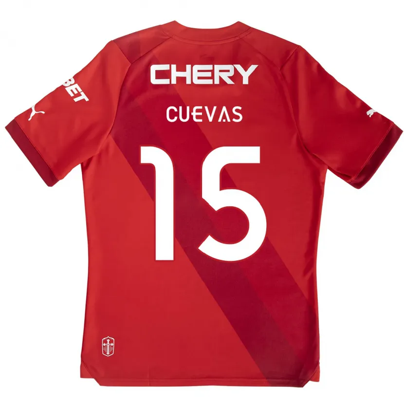 Danxen Enfant Maillot Cristian Cuevas #15 Rouge Blanc Tenues Extérieur 2024/25 T-Shirt