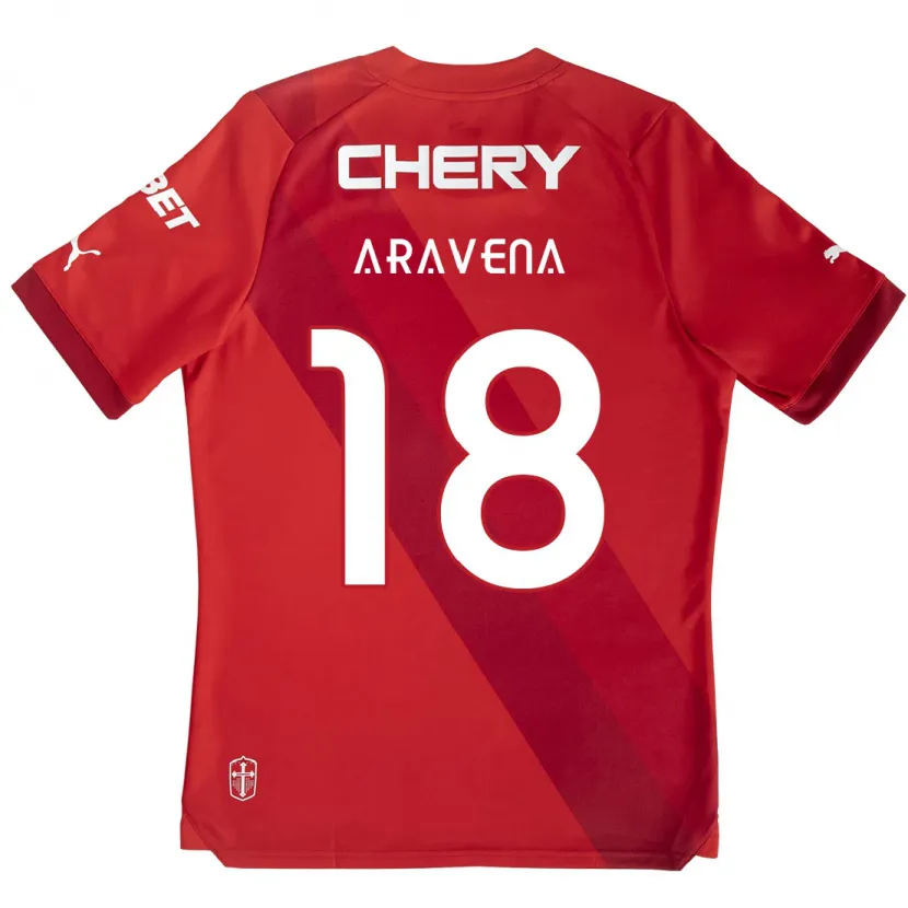 Danxen Enfant Maillot Alexander Aravena #18 Rouge Blanc Tenues Extérieur 2024/25 T-Shirt