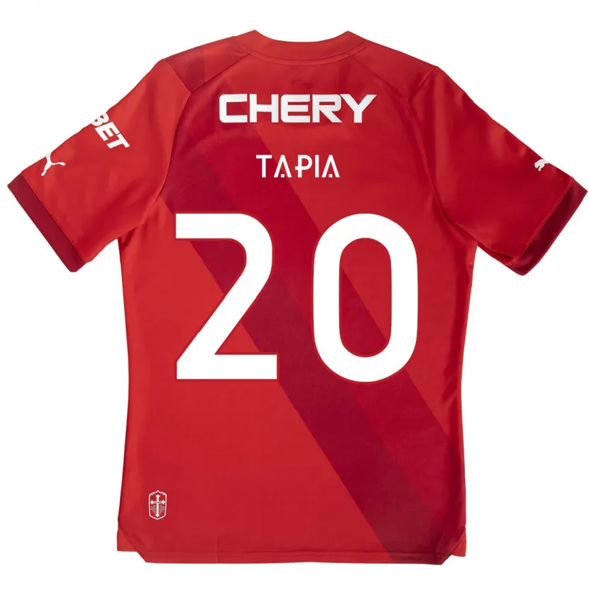 Danxen Enfant Maillot Gonzalo Tapia #20 Rouge Blanc Tenues Extérieur 2024/25 T-Shirt